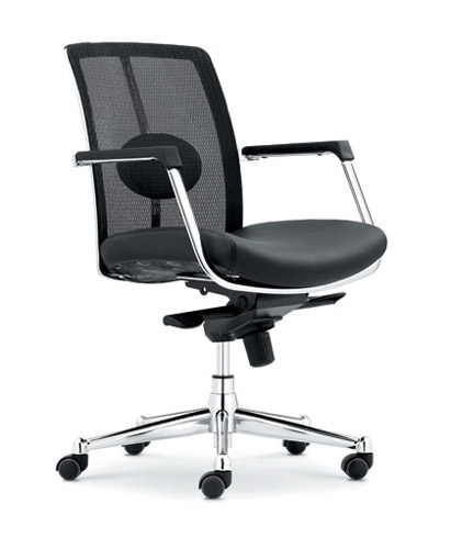 Soft pvc seat & mesh back revolving chair ,chrome base